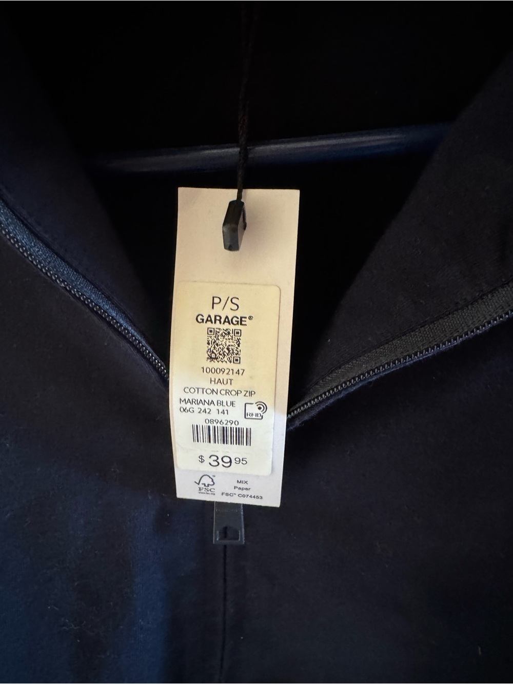 Garage Women's Dark Blue Zip-Up Sweater - Picture 4 of 4